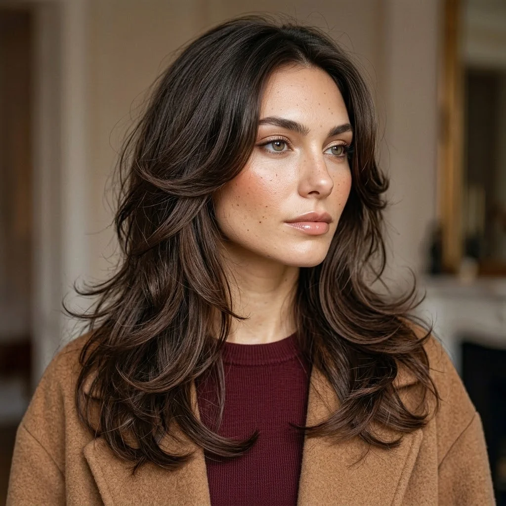 Woman hair styled with a Butterfly Layers With Flipped-Out Ends