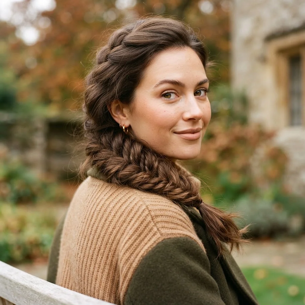 Woman hair styled with a Loose Fishtail Braid With Chunky Texture