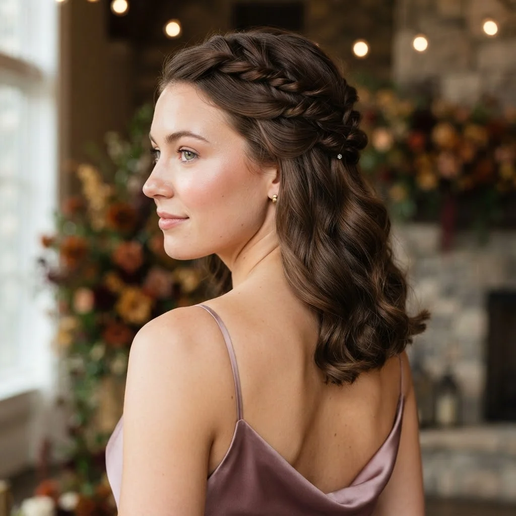 Fall Wedding Guest Hairstyles 2026: 20 Pretty Ideas for Every Dress & Hair Length 12 Woman hair styled with a Mini Twist Cascade for Medium Hair