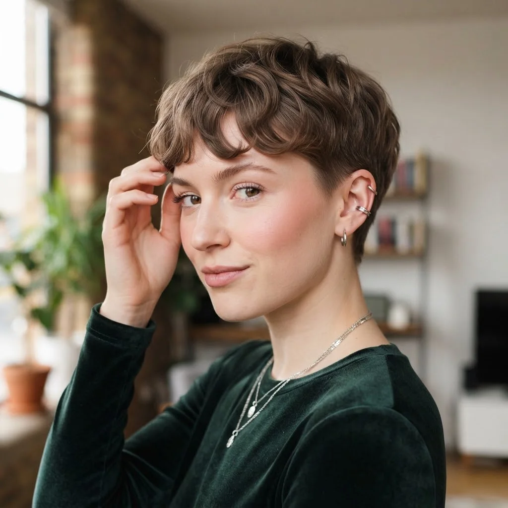 Fall Hairstyles for Short Hair 2026: 20 Cute & Easy Styles to Try This Season 21 Woman hair styled with a Soft Copper Pixie with Face-Framing Texture