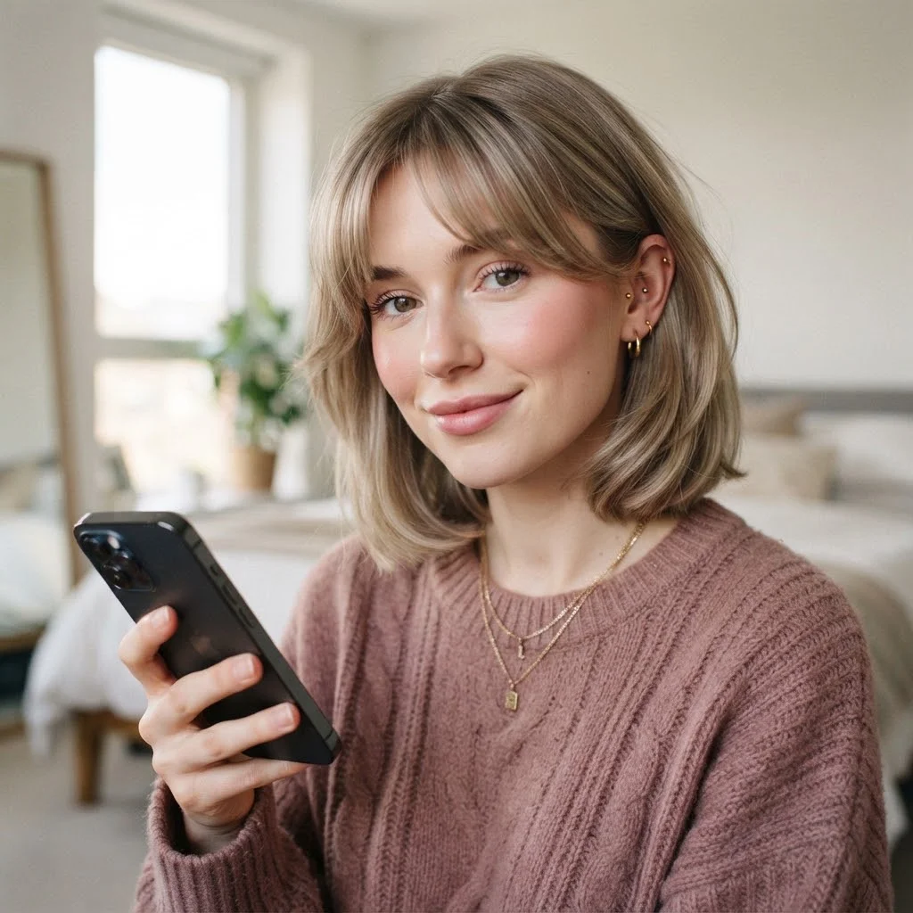 Fall Hairstyles for Short Hair 2026: 20 Cute & Easy Styles to Try This Season 11 Woman hair styled with a Soft Layered Bob with Curtain Fringe